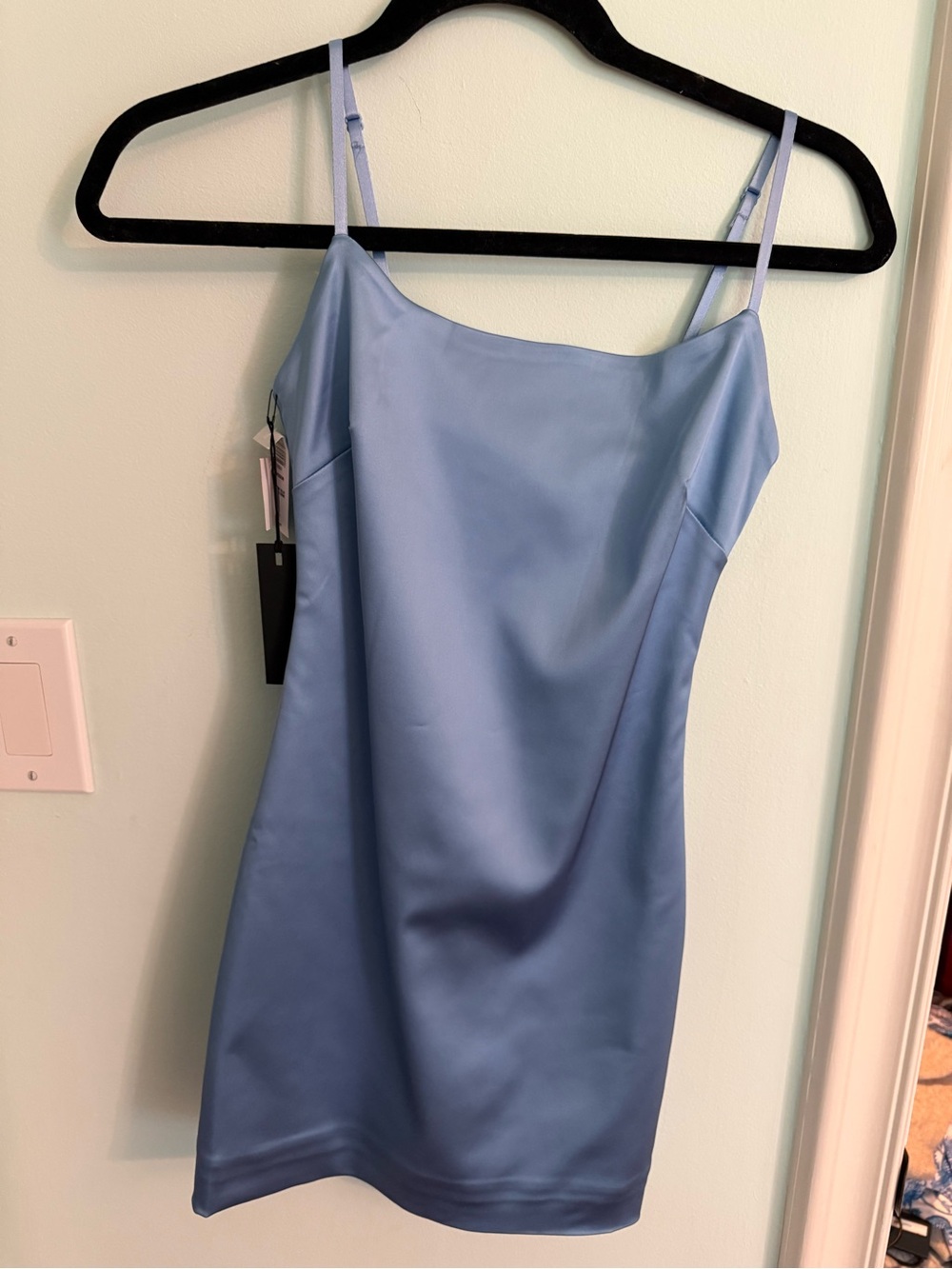 Aritzia Satin Slip Mini Dress in Sky Blue